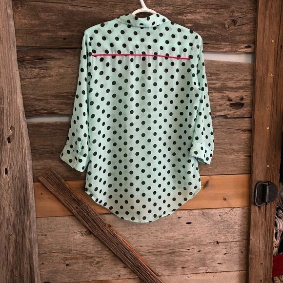 ECLIPSE size small sheer polka dot blouse - Picture 3 of 4